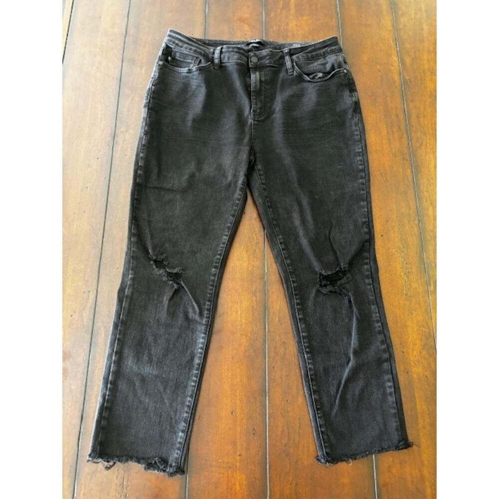 Judy Blue Size 13 x‎ 31 Black Deconstructed Denim Jeans